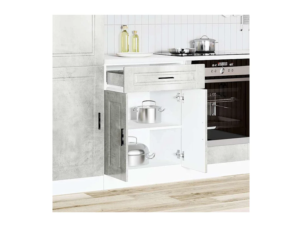 Armoire de cuisine gris béton bois d'ingénierie