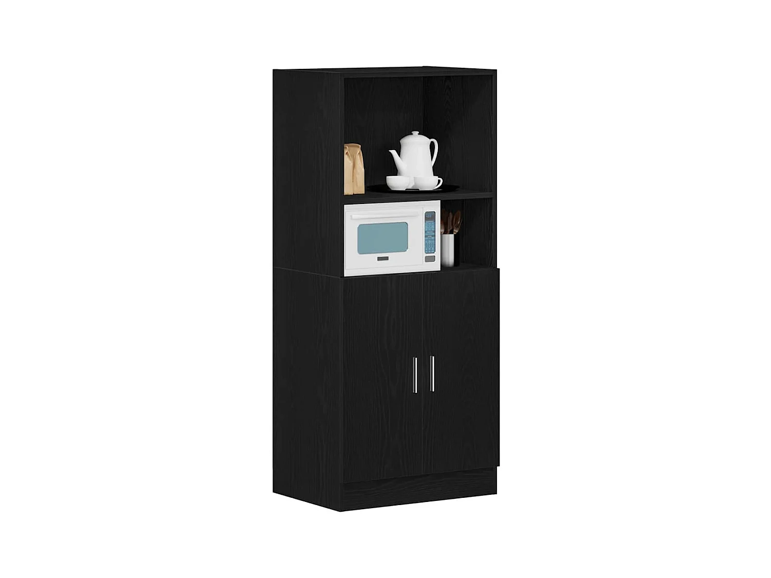 Schwarzer Küchenschrank 57x41,5x131,5 cm Holzwerkstoff