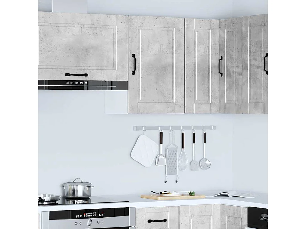 Armoire murale de cuisine gris béton bois d'ingénierie