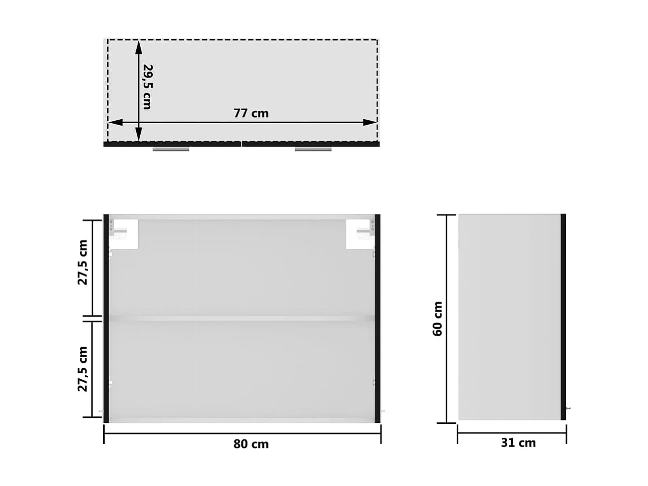 Zwarte hangkast 80x31x60 cm