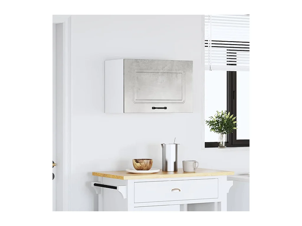 Armoire murale de cuisine gris béton bois d'ingénierie