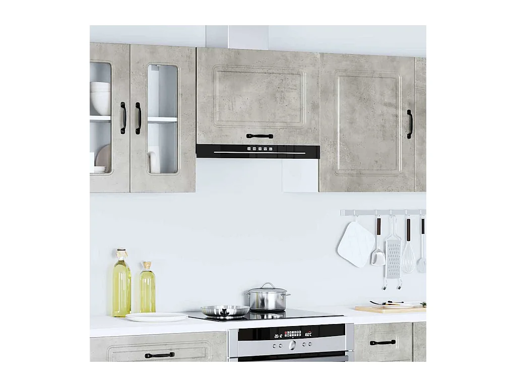 Armoire murale de cuisine gris béton bois d'ingénierie