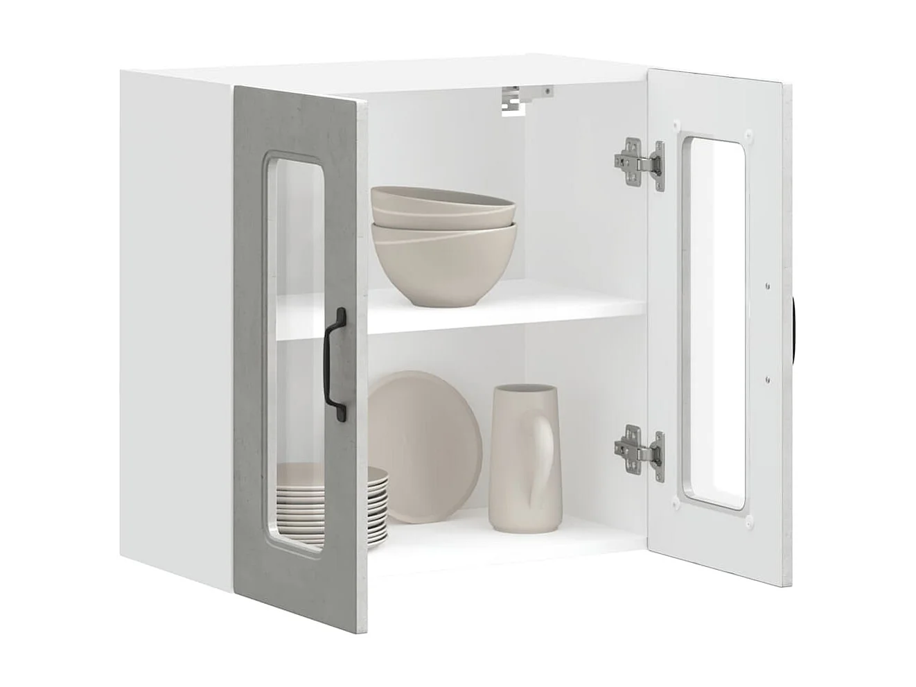 Pensile da cucina grigio cemento con anta in vetro