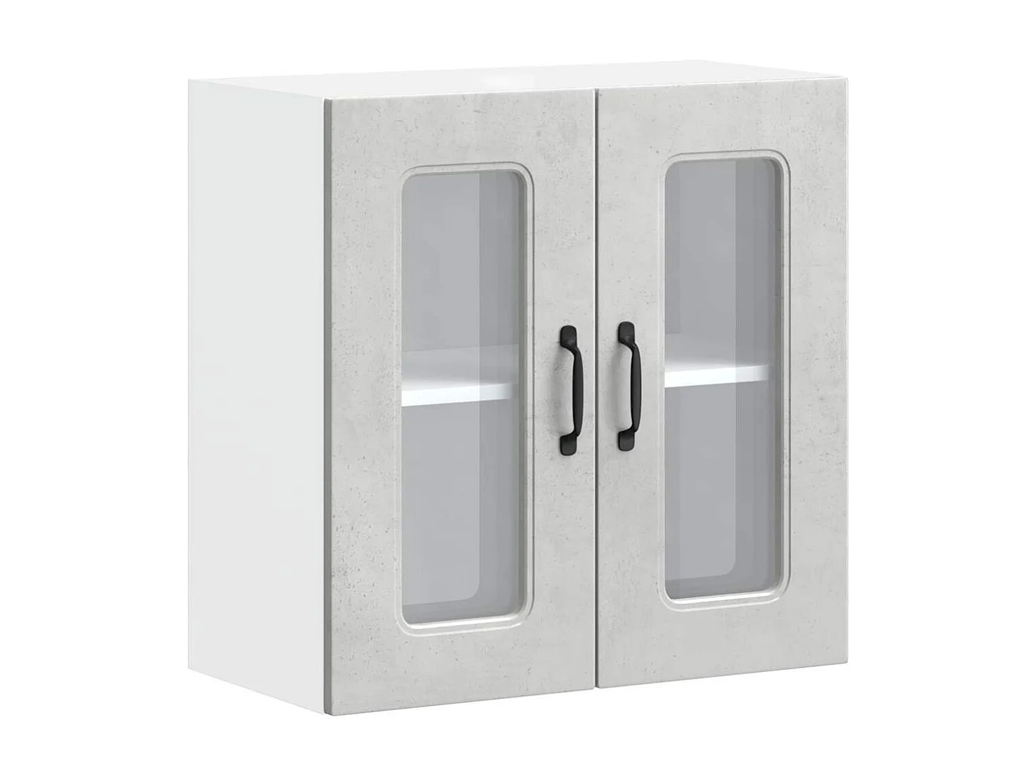 Armoire murale de cuisine avec porte en verre gris béton