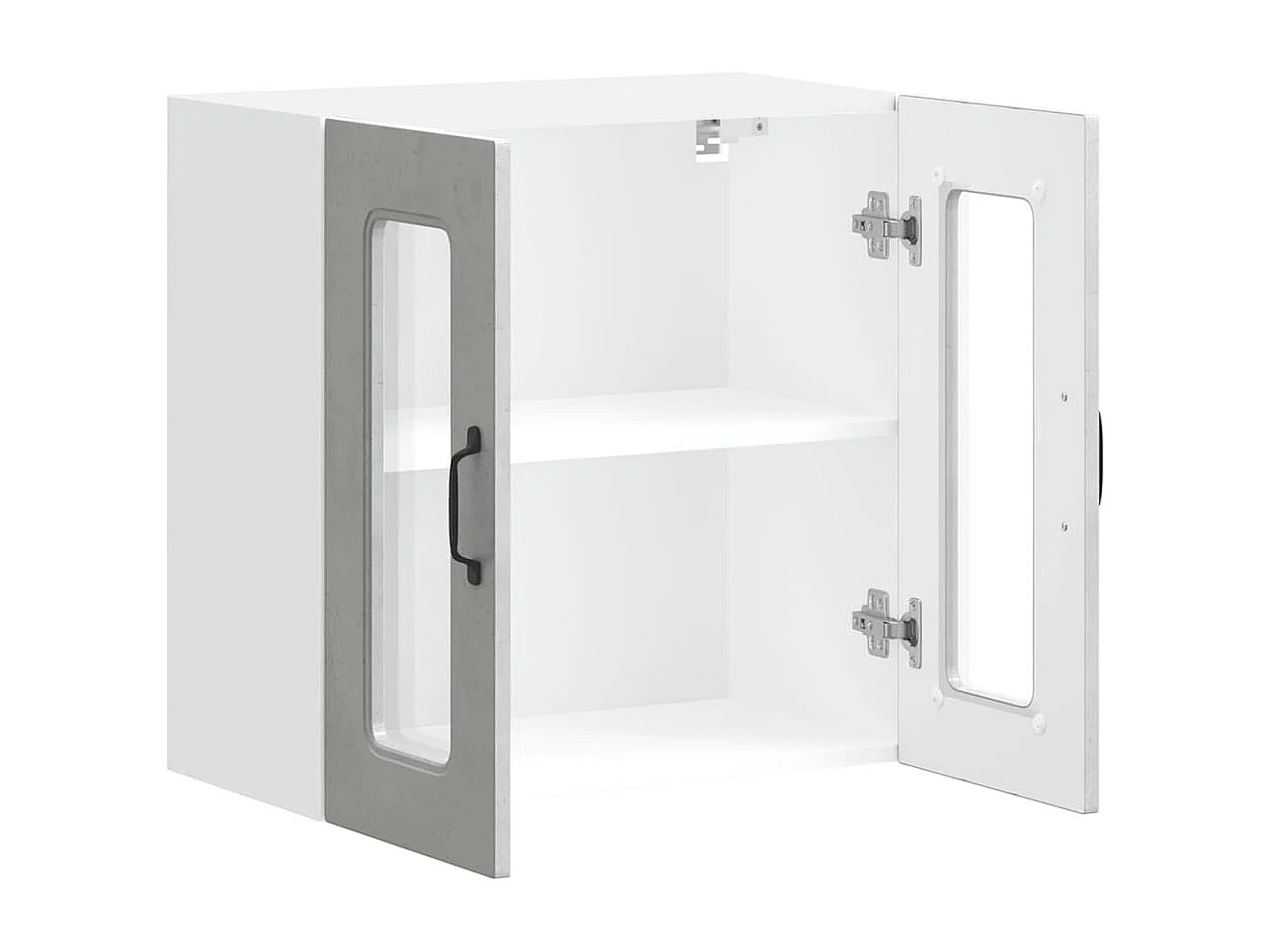 Armoire murale de cuisine avec porte en verre gris béton
