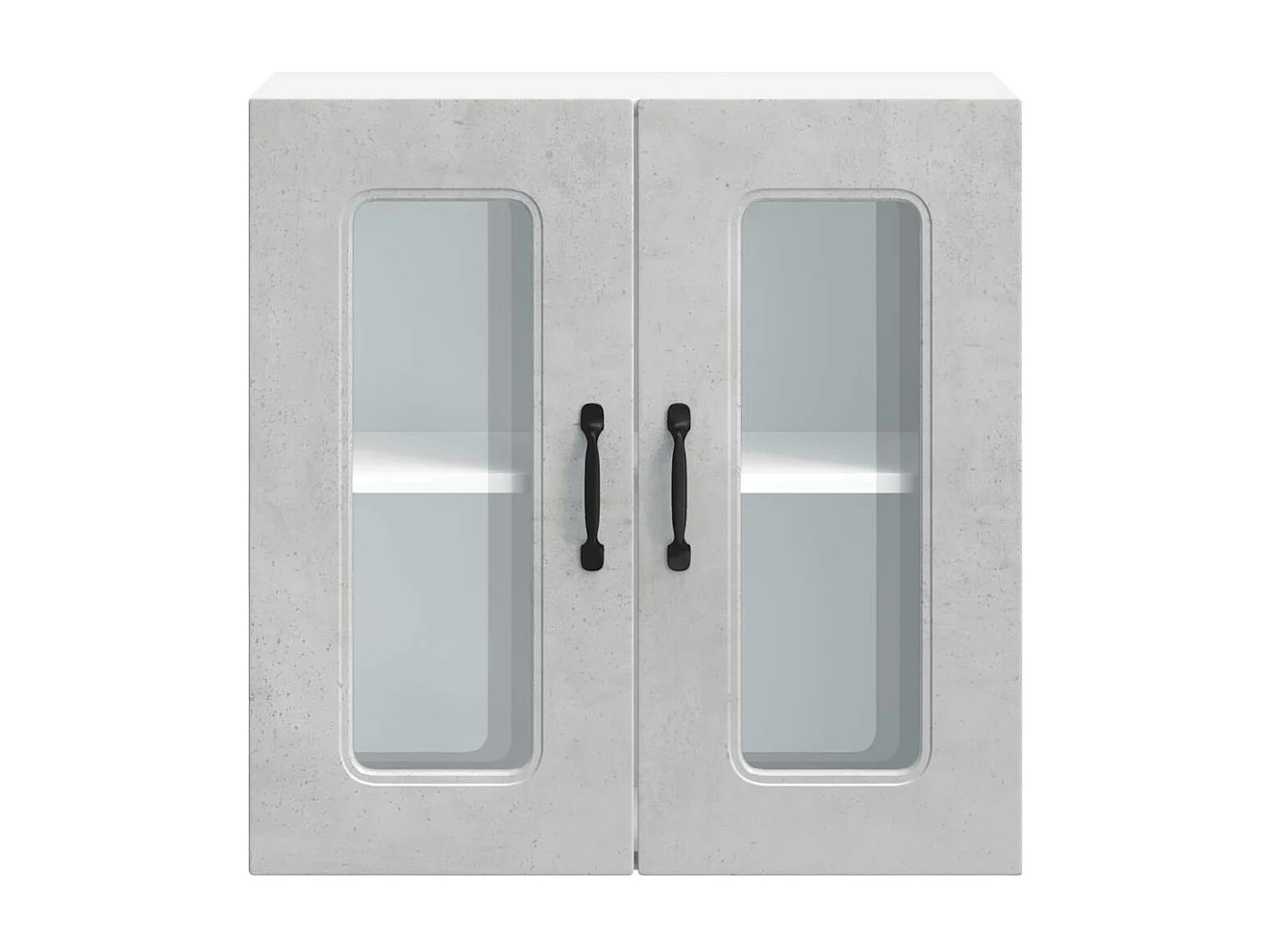 Armoire murale de cuisine avec porte en verre gris béton