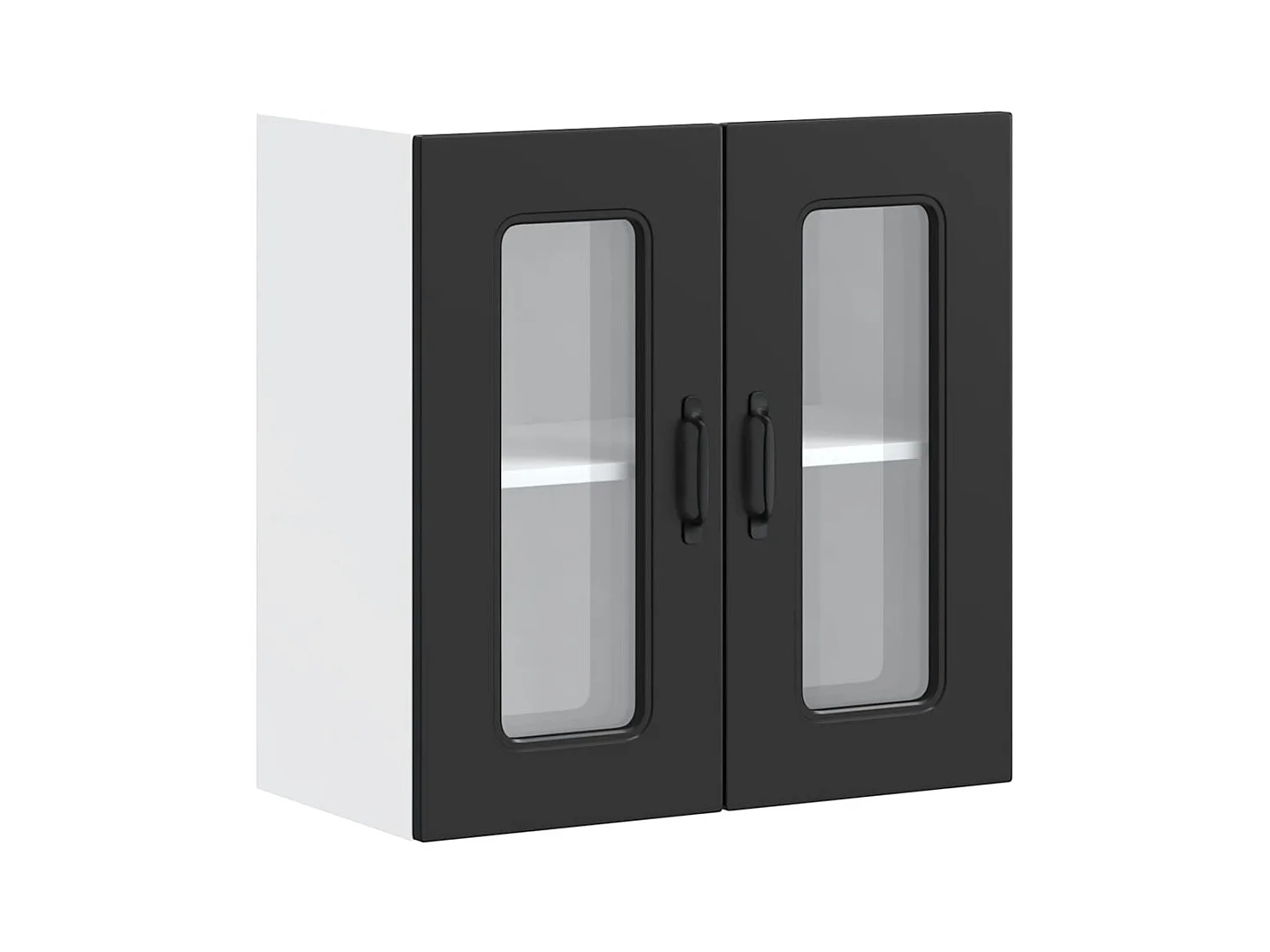 Pensile da cucina nero con anta in vetro