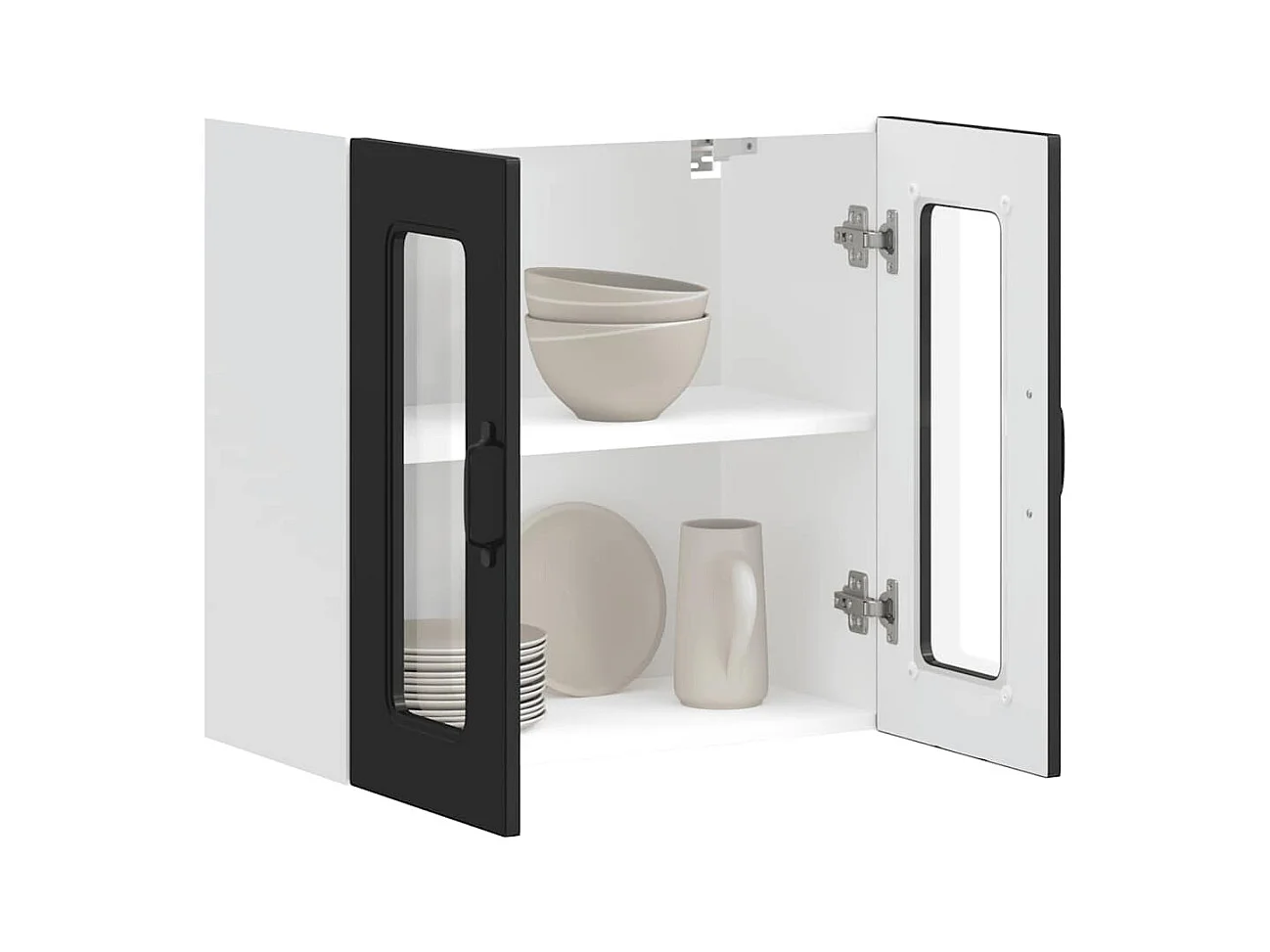 Pensile da cucina nero con anta in vetro