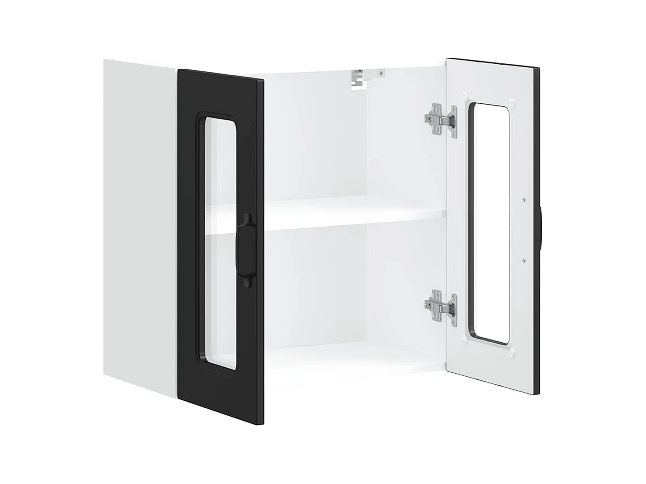 Pensile da cucina nero con anta in vetro