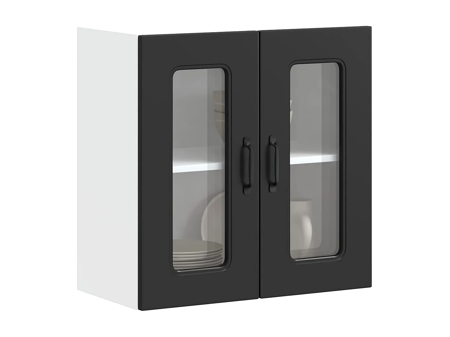 Armoire murale de cuisine avec porte en verre noir