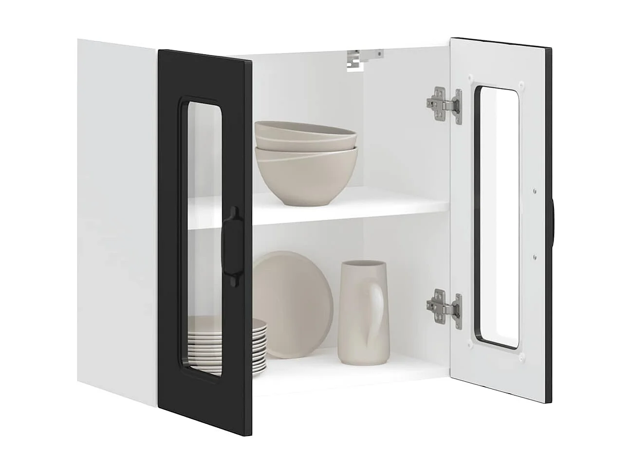 Armoire murale de cuisine avec porte en verre noir