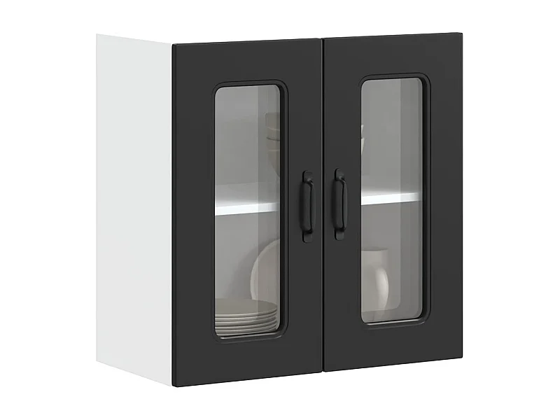 Armoire murale de cuisine avec porte en verre noir