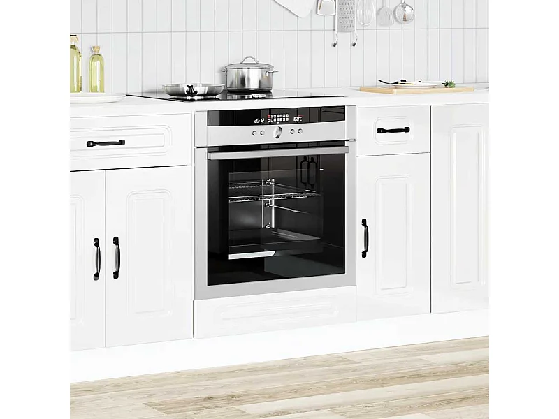 Mueble de horno en madera de ingeniería blanca de alto brillo