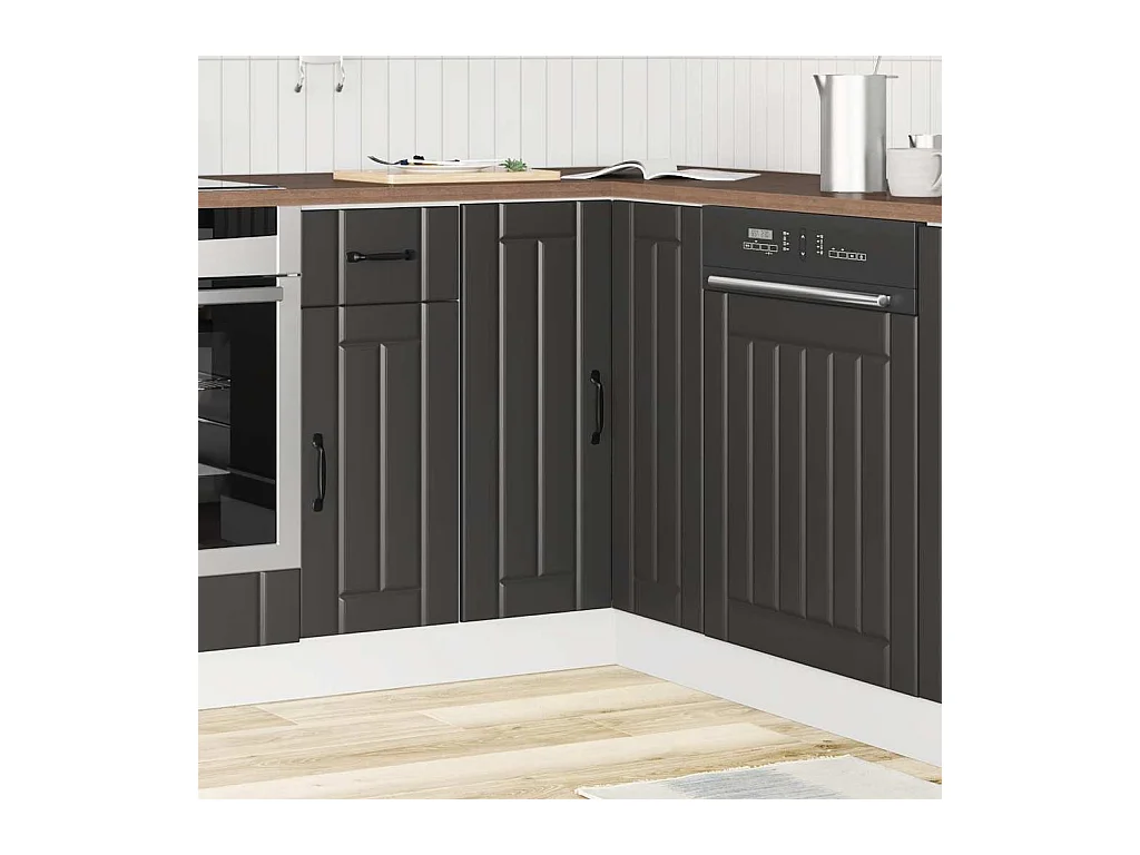 Küchen-Eckschrank aus schwarzem Holzwerkstoff