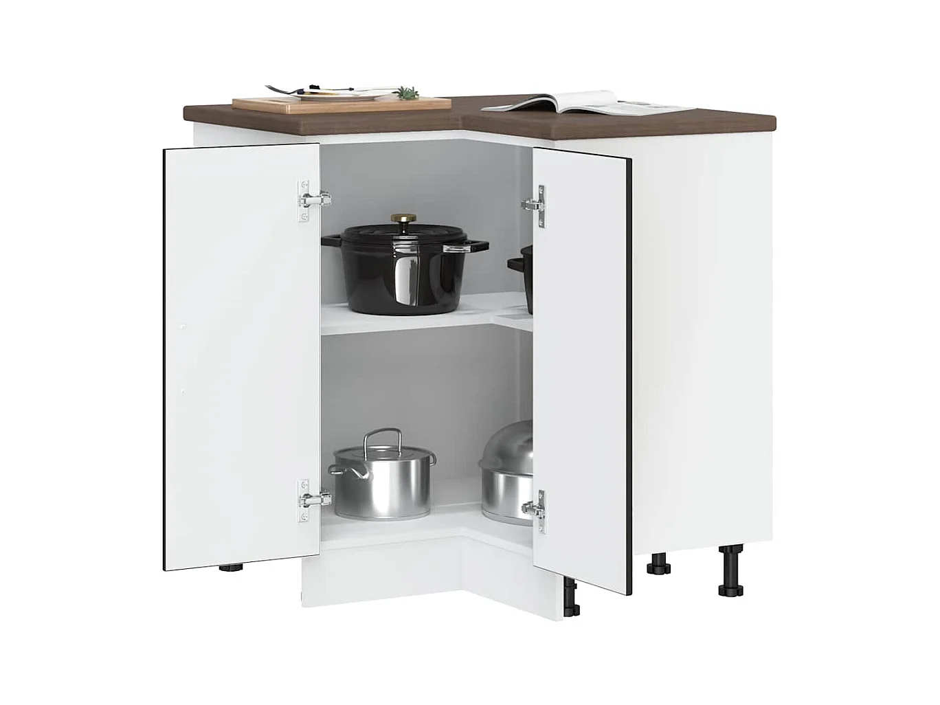 Küchen-Eckschrank aus schwarzem Holzwerkstoff