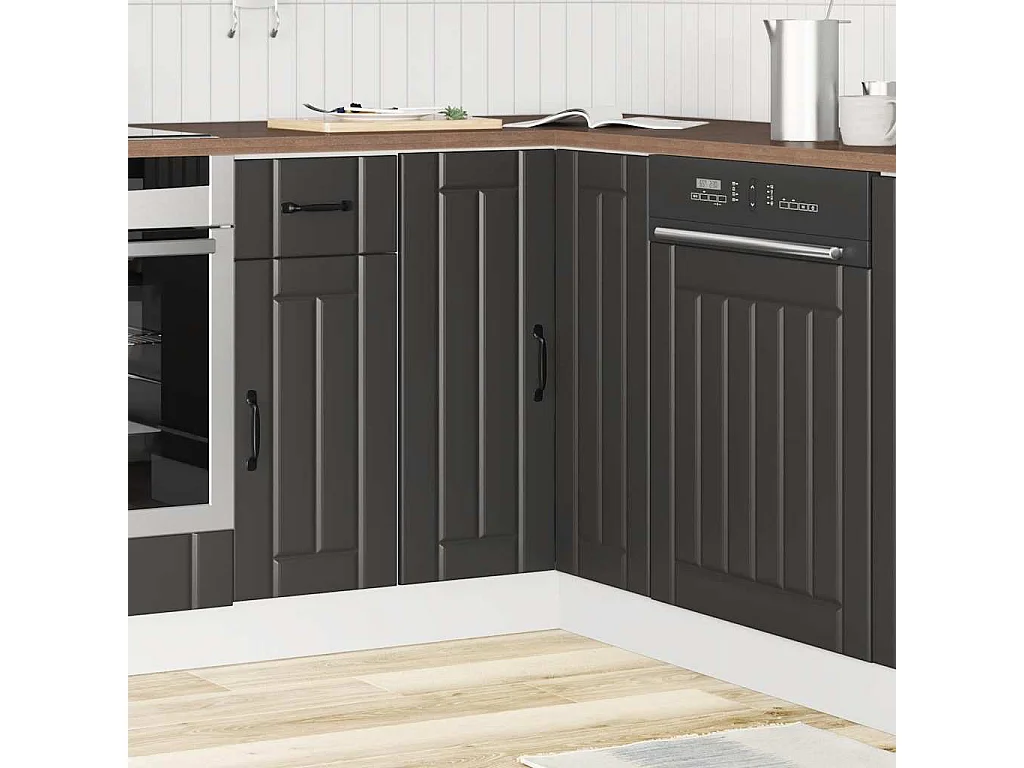 Armoire d'angle de cuisine noir bois d'ingénierie