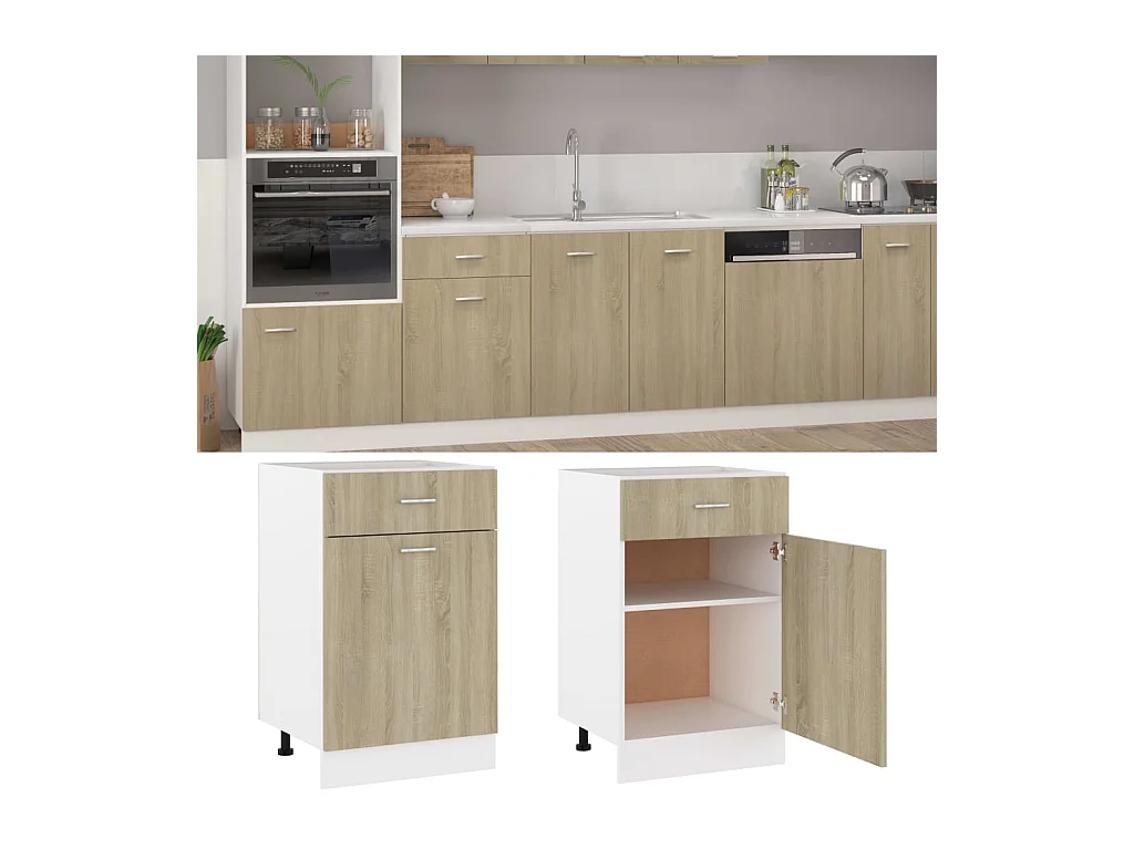 Mobiletto da terra con cassetti in rovere Sonoma "Lyon"