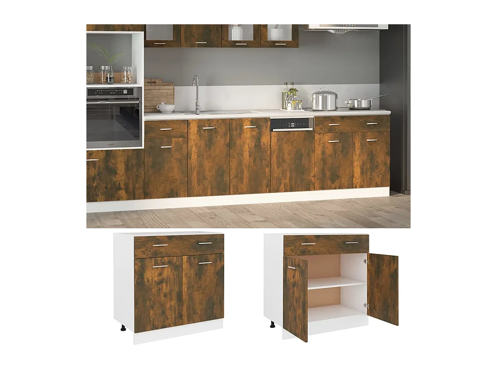 Armoire de plancher à tiroir Chêne fumé 80x46x81,5 cm