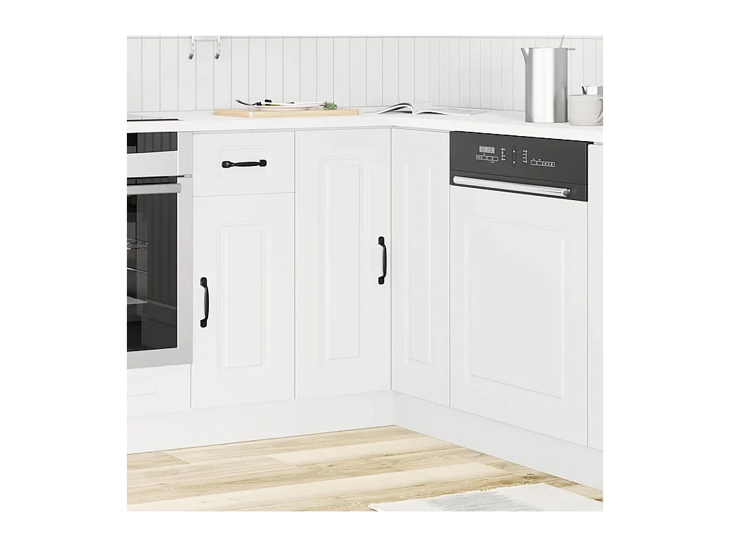 Armoire d'angle de cuisine blanc bois d'ingénierie