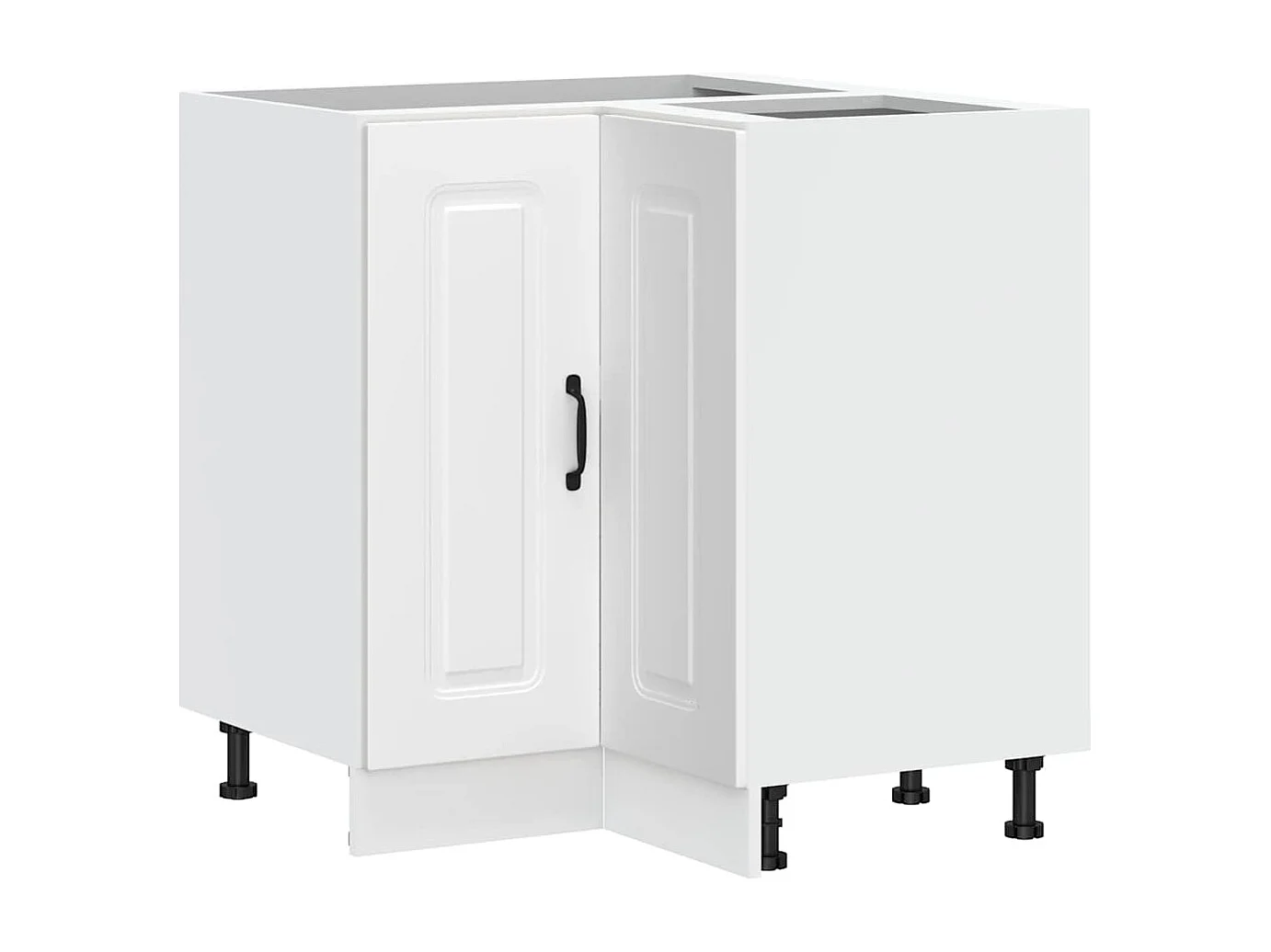 Armario esquinero de cocina de madera de ingeniería blanca