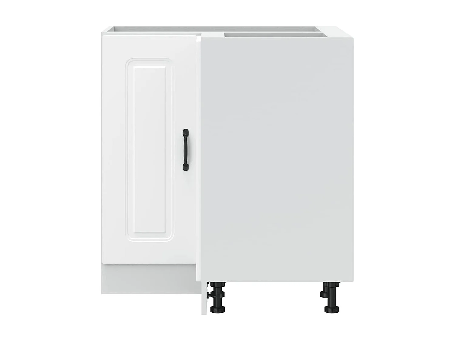 Armario esquinero de cocina de madera de ingeniería blanca