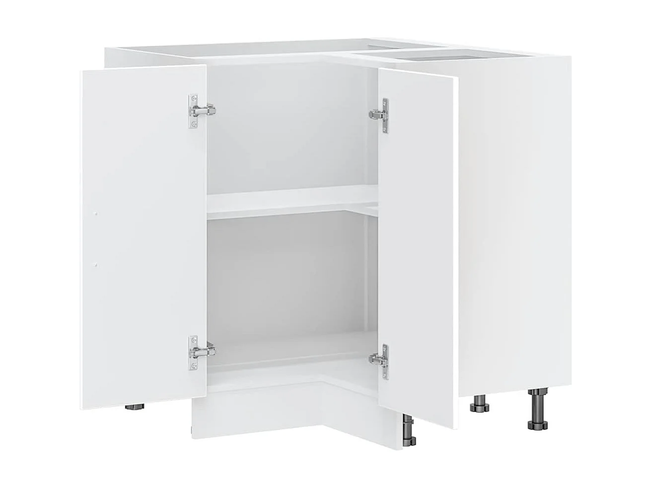 Armario esquinero de cocina de madera de ingeniería blanca