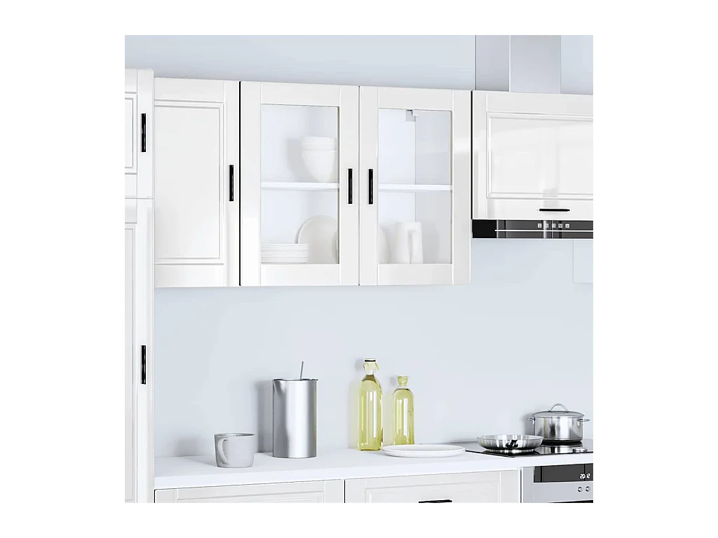 Pensile cucina con anta in vetro bianco lucido