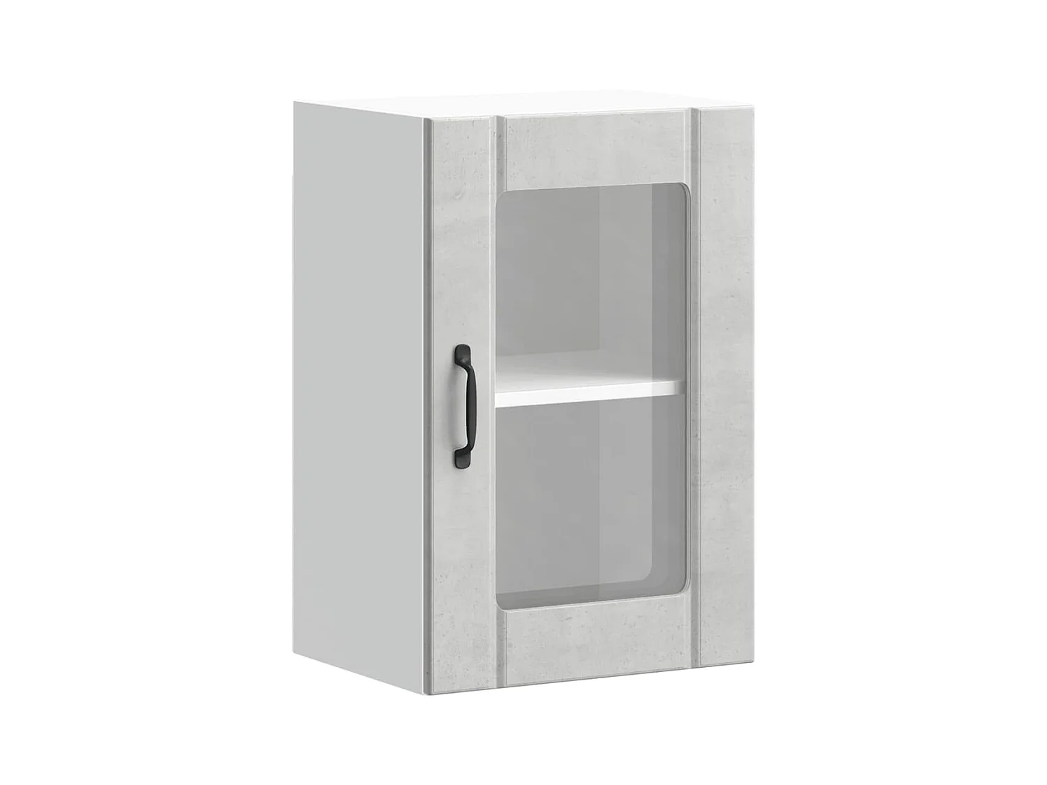 Mobile pensile da cucina grigio cemento con anta in vetro