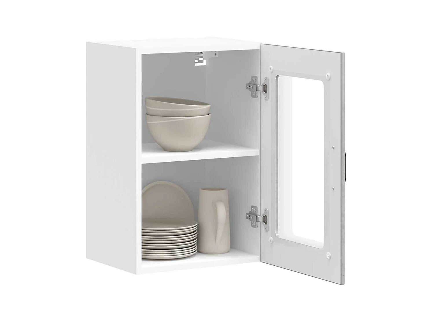 Mobile pensile da cucina grigio cemento con anta in vetro