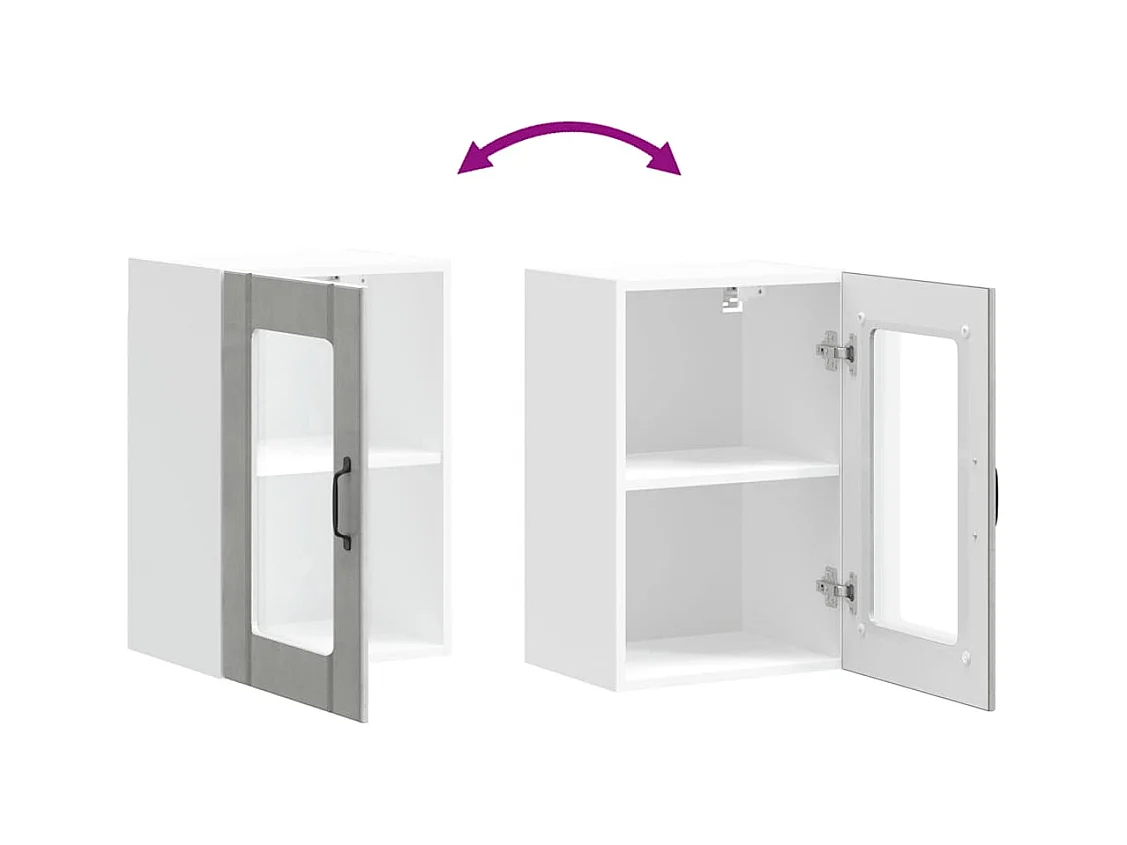 Mobile pensile da cucina grigio cemento con anta in vetro