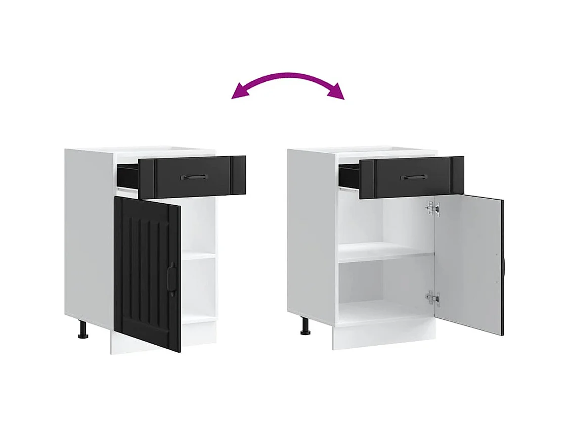 zwarte keukenkast van bewerkt hout