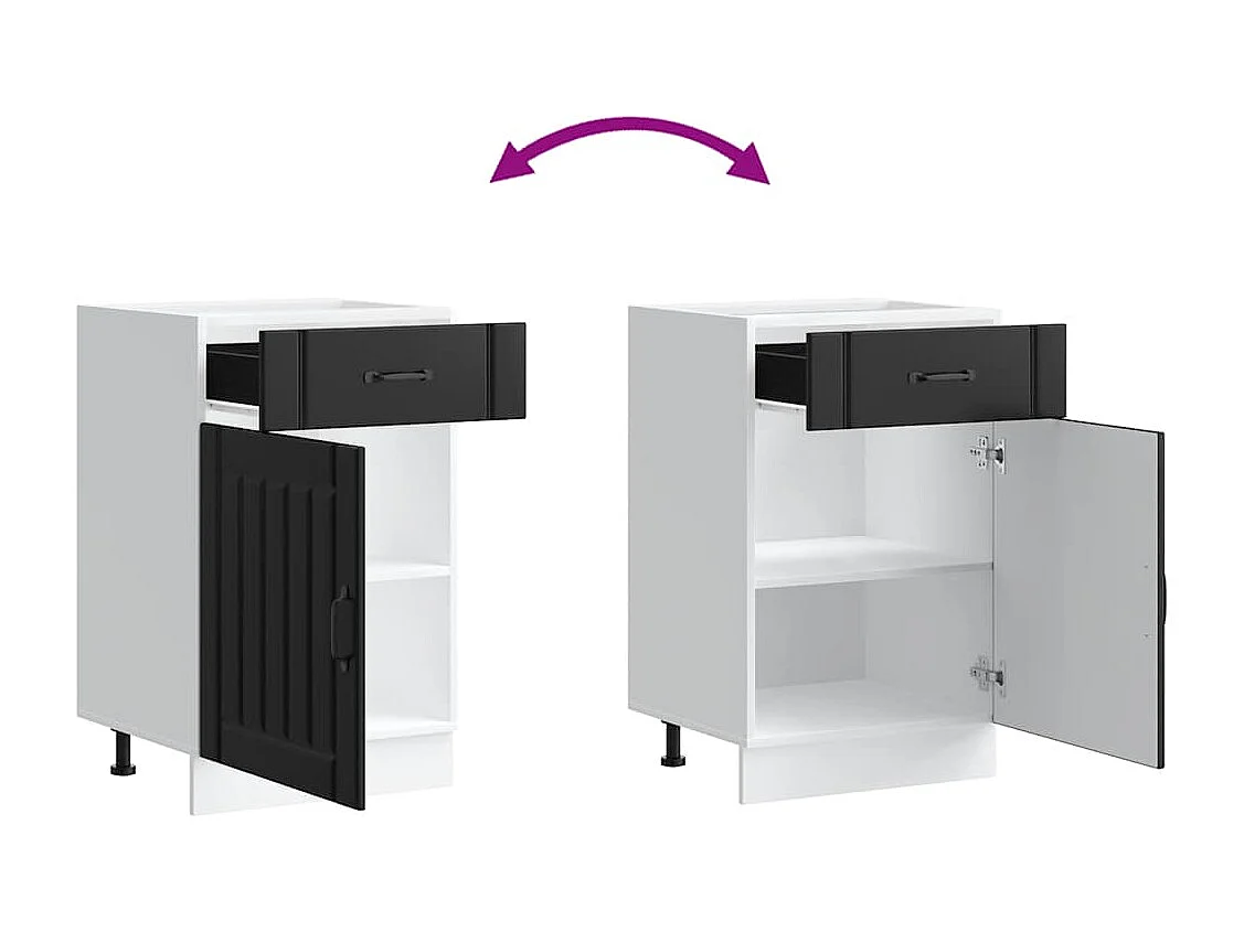 Armoire de cuisine noir bois d'ingénierie