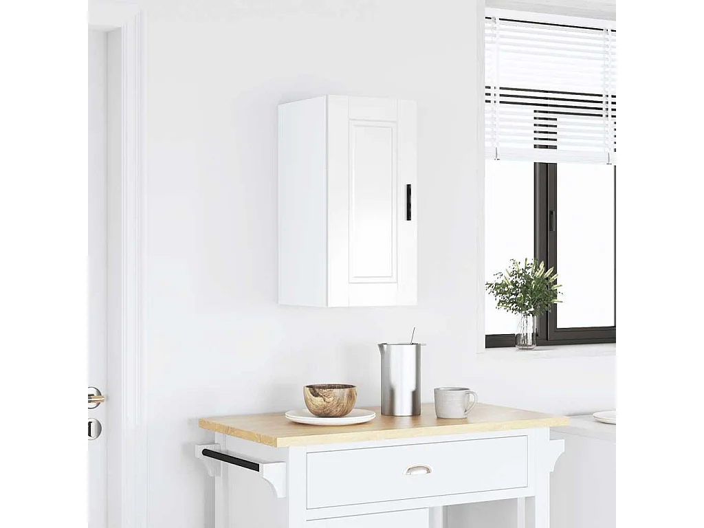 Armoire murale de cuisine blanc brillant bois ingénierie