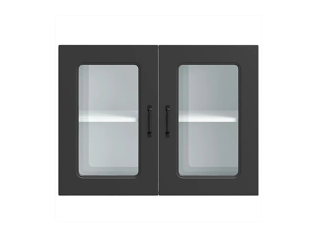 Pensile da cucina nero con anta in vetro