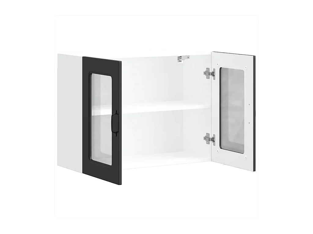 Pensile da cucina nero con anta in vetro