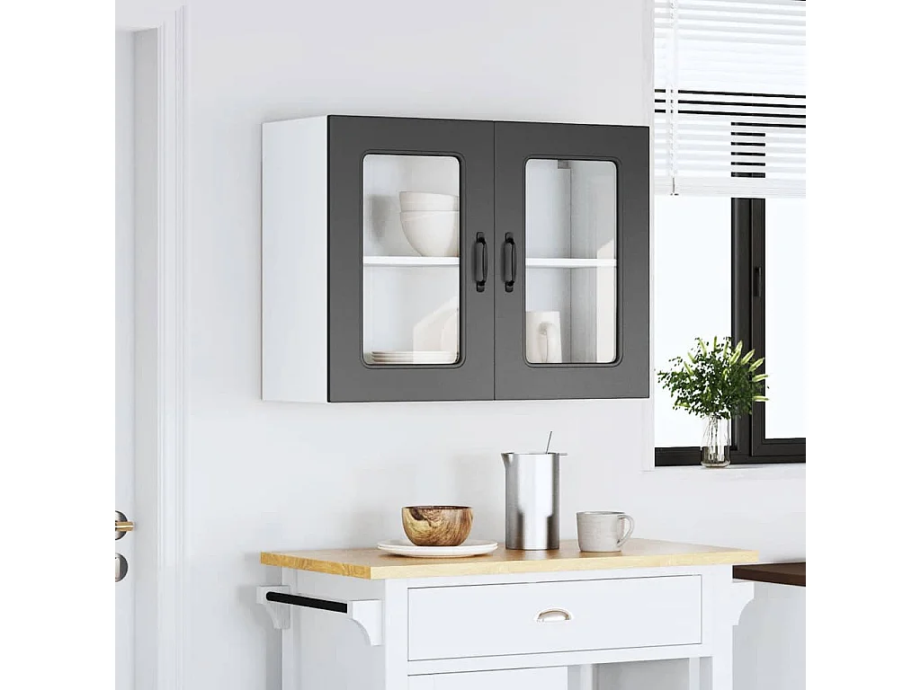 Armoire murale de cuisine avec porte en verre noir