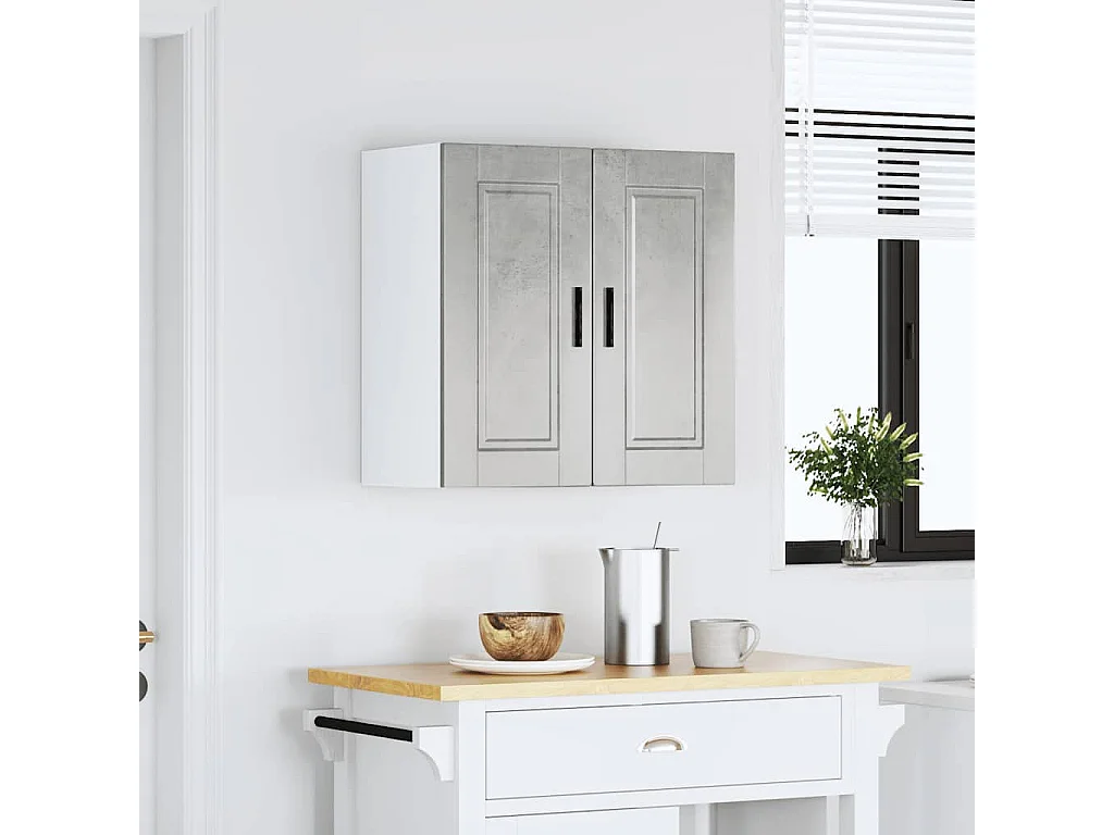 Armoire murale de cuisine gris béton bois d'ingénierie