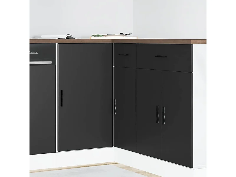 Base cucina in legno ingegnerizzato nero "Lyon"