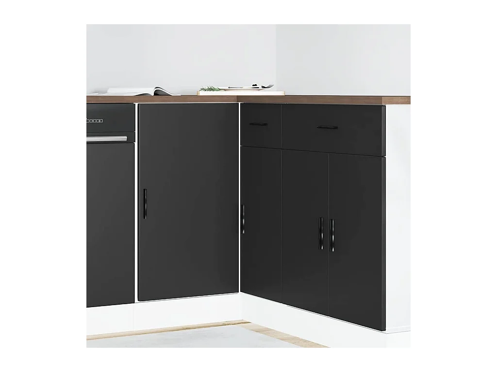 Base cucina in legno ingegnerizzato nero "Lyon"