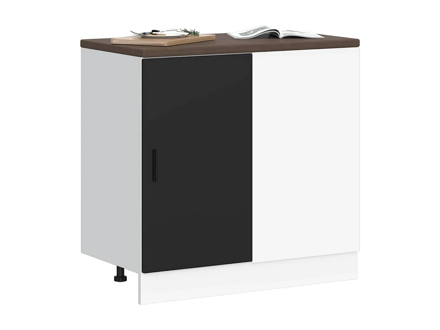 zwarte keukenonderkast van bewerkt hout