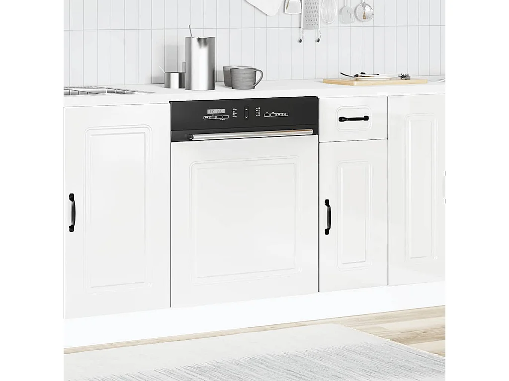 Panneau de lave-vaisselle blanc brillant 60x1,5x67 cm