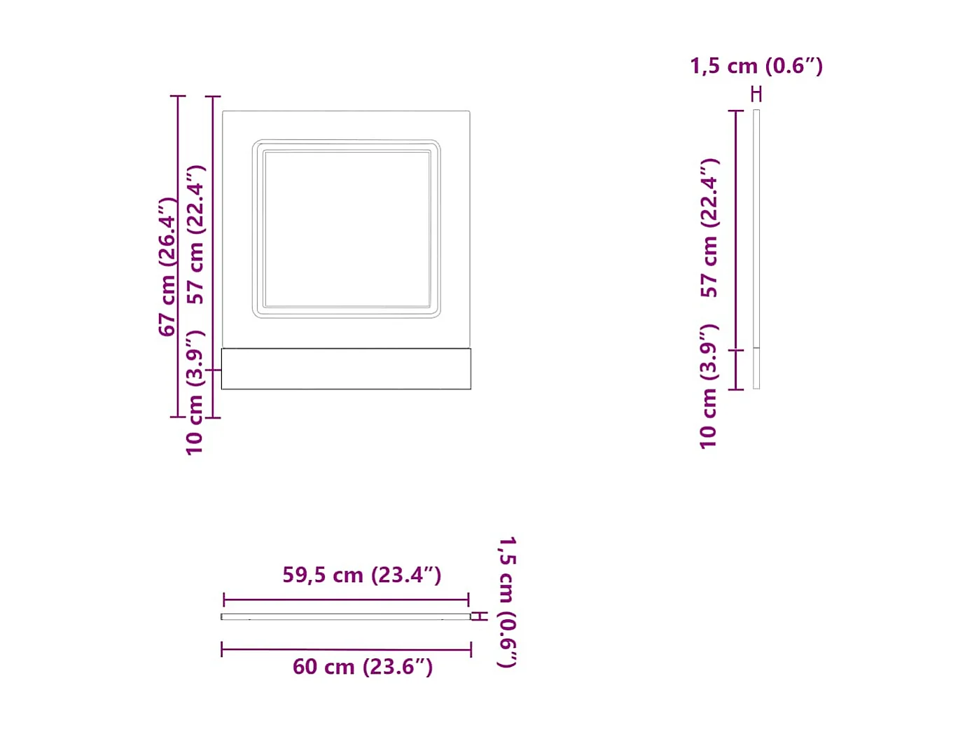 Panneau de lave-vaisselle blanc brillant 60x1,5x67 cm