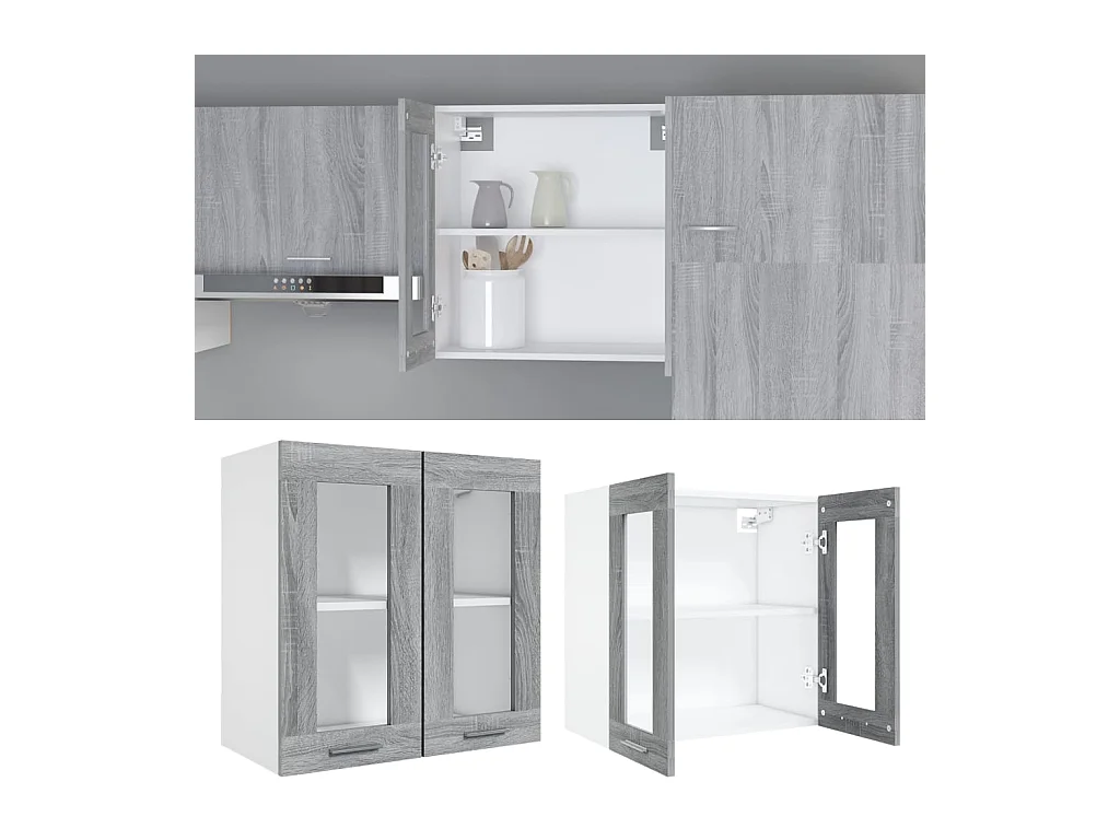 Armoire en verre suspendue Sonoma gris