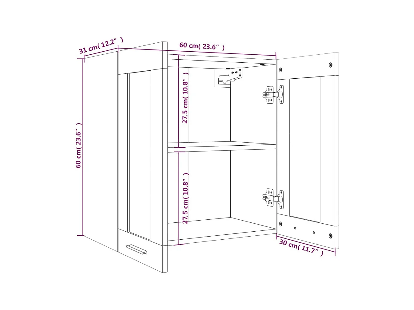 Armoire en verre suspendue Sonoma gris