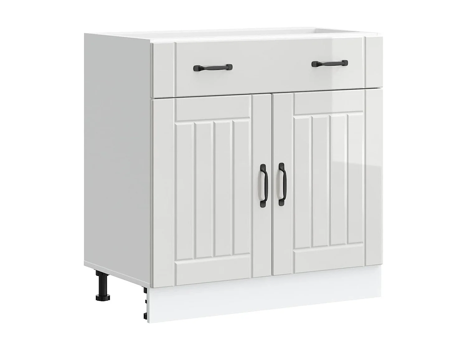 Armoire de cuisine blanc brillant bois ingénierie