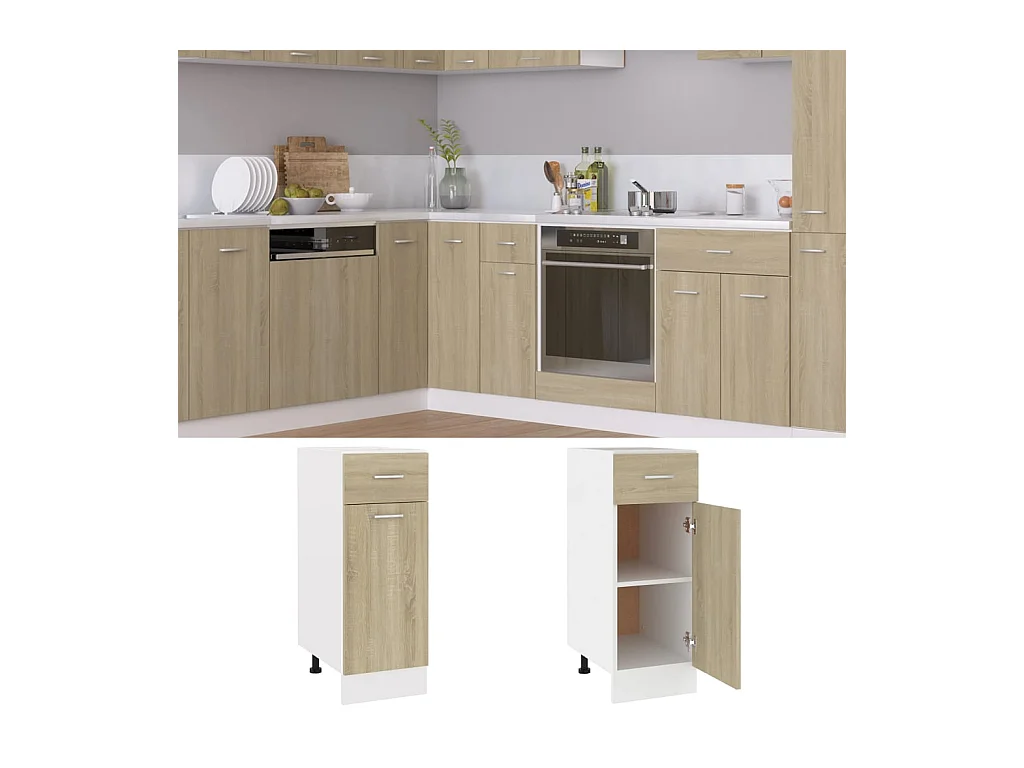 Mobiletto in rovere Sonoma con cassetto 30x46x81,5 cm