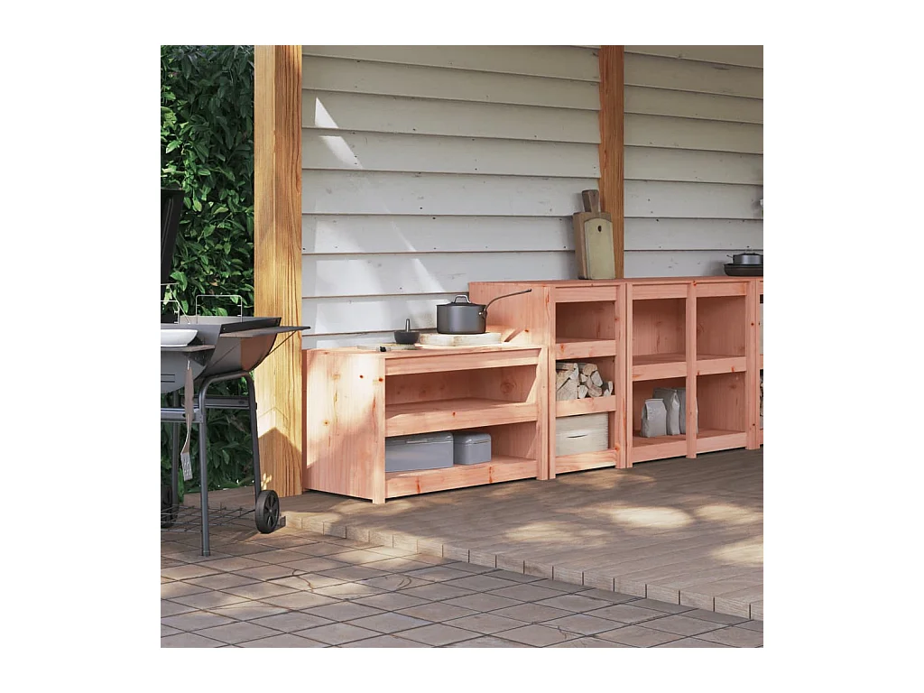 2-teilige Outdoor-Küchenschränke aus massivem Douglasienholz