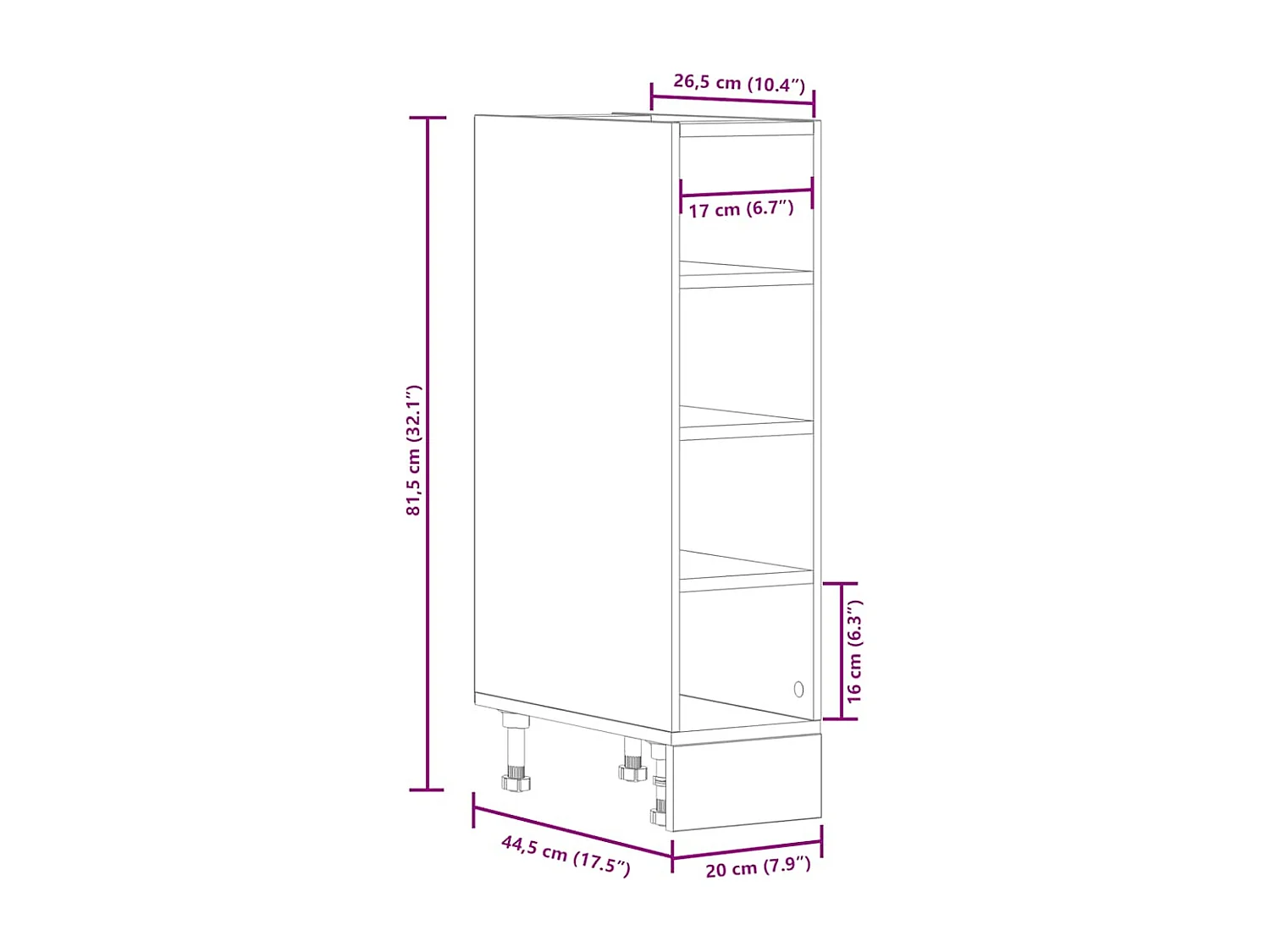Armoire basse chêne sonoma 20x44,5x81,5 cm