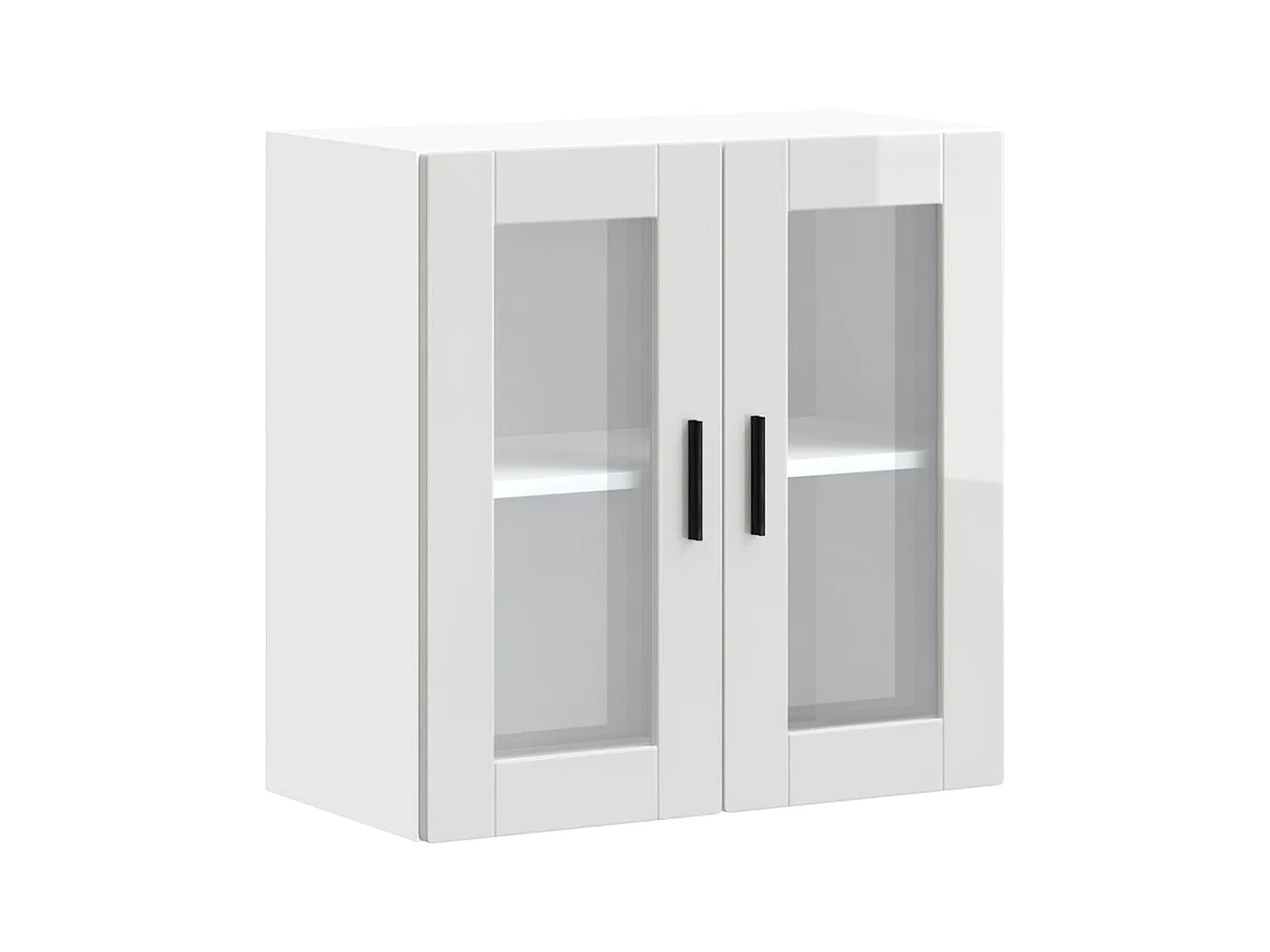 Armoire murale cuisine avec porte en verre blanc brillant