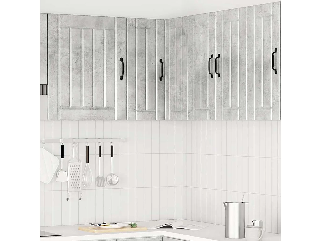 Armoire d'angle murale de cuisine gris béton